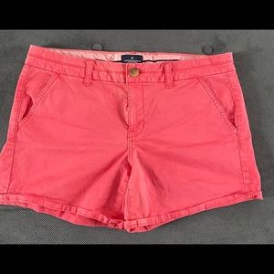 AEO midi stretch washed pink khaki short